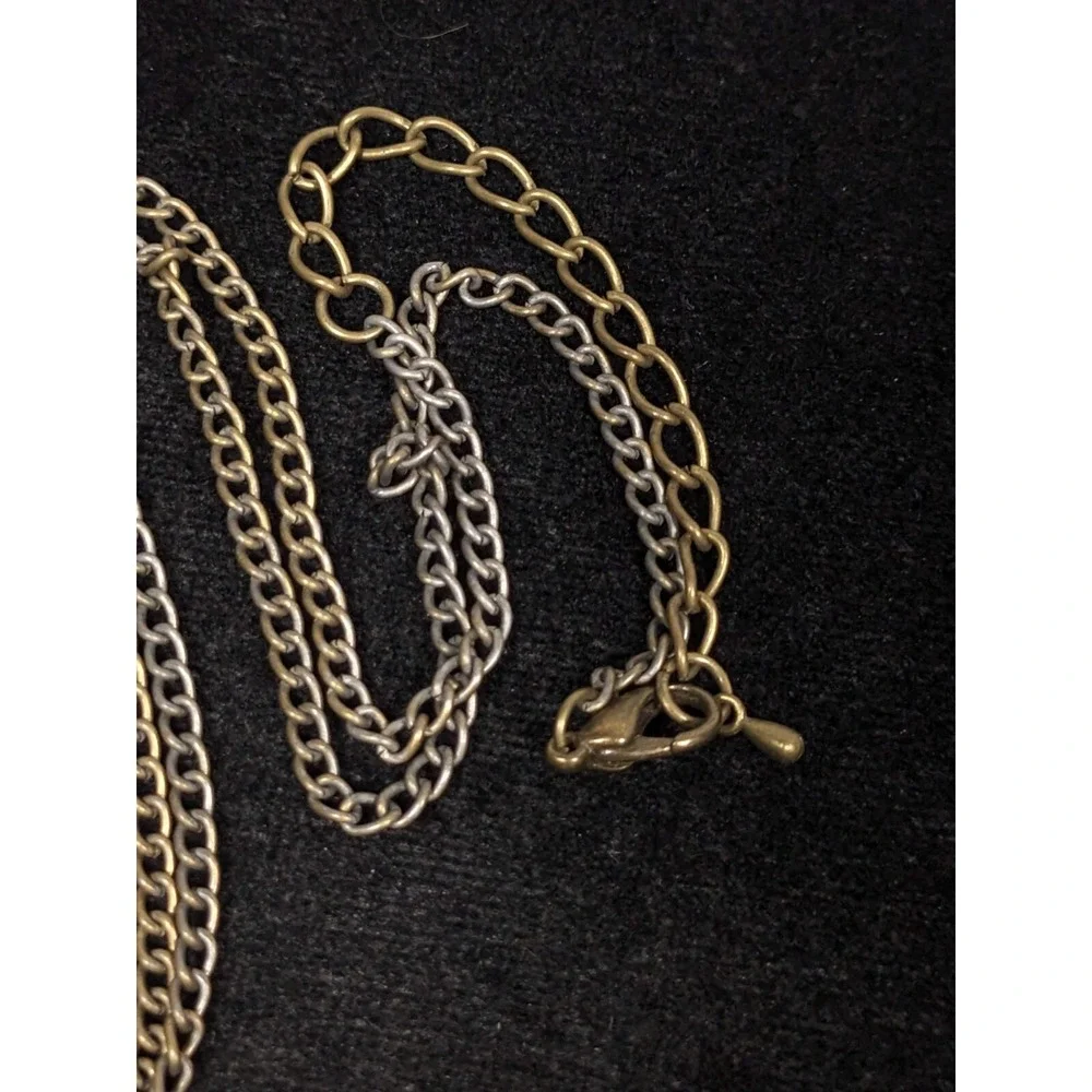Steampunk‎ Owl Pendant Necklace Gold Tone Mixed Metal Gear 26